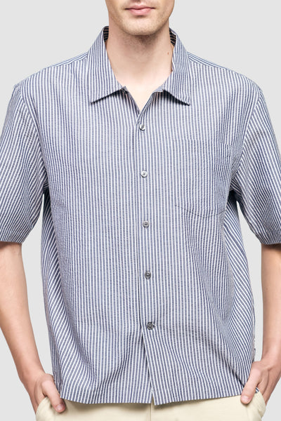 Seersucker Boxy Striped Shirt