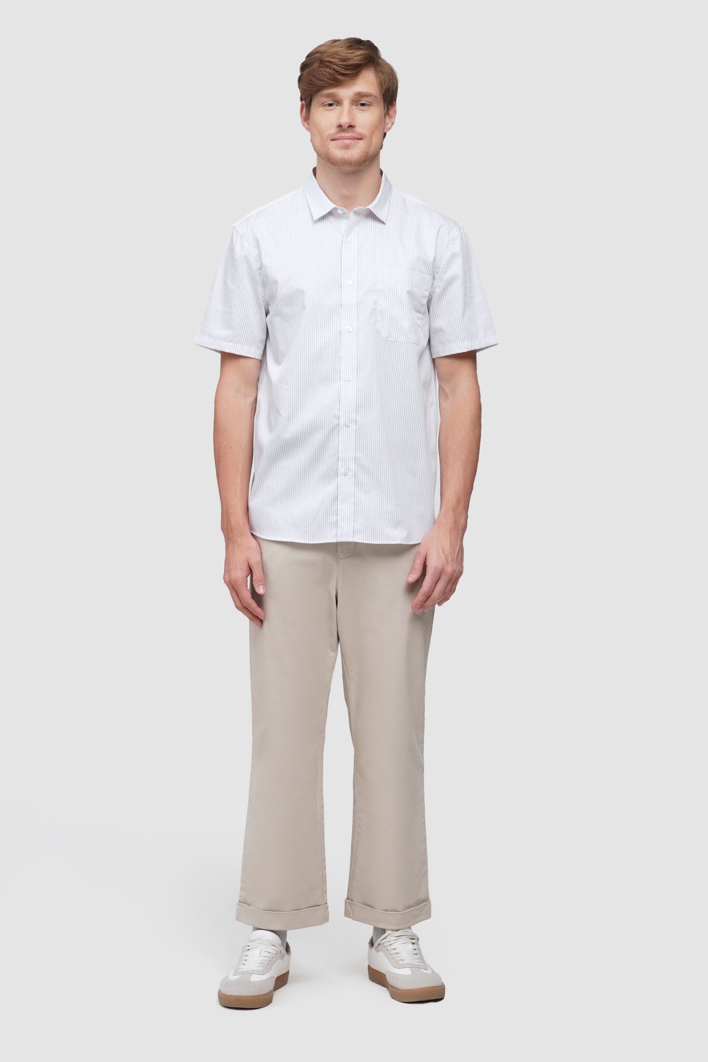 Easy Iron Striped Short Sleeve Shirt