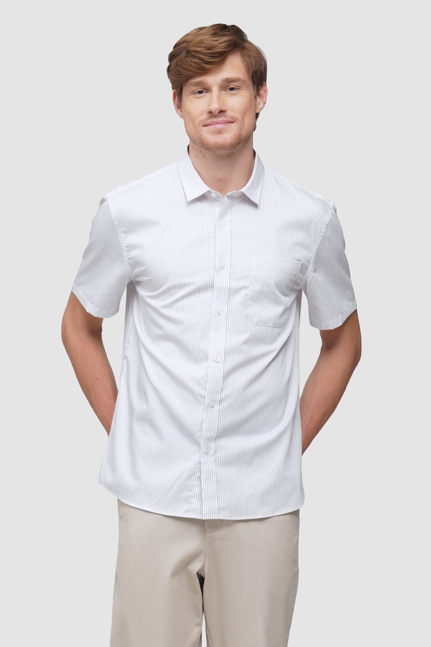 Easy Iron Striped Short Sleeve Shirt