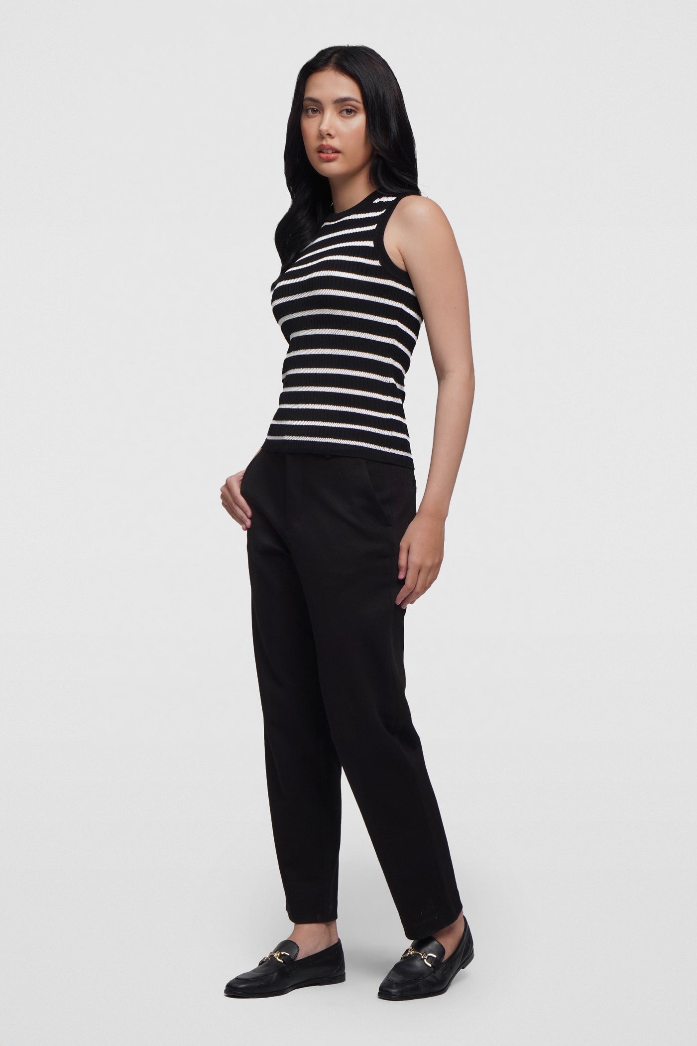 Textured Striped Sleeveless Top