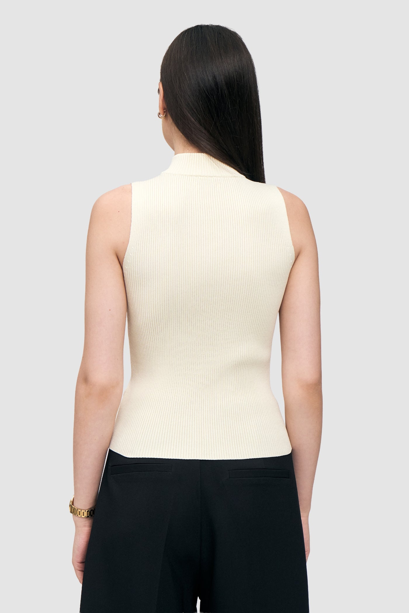 Buttoned-Placket Sleeveless Top