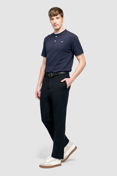 Band Collar Polo Shirt