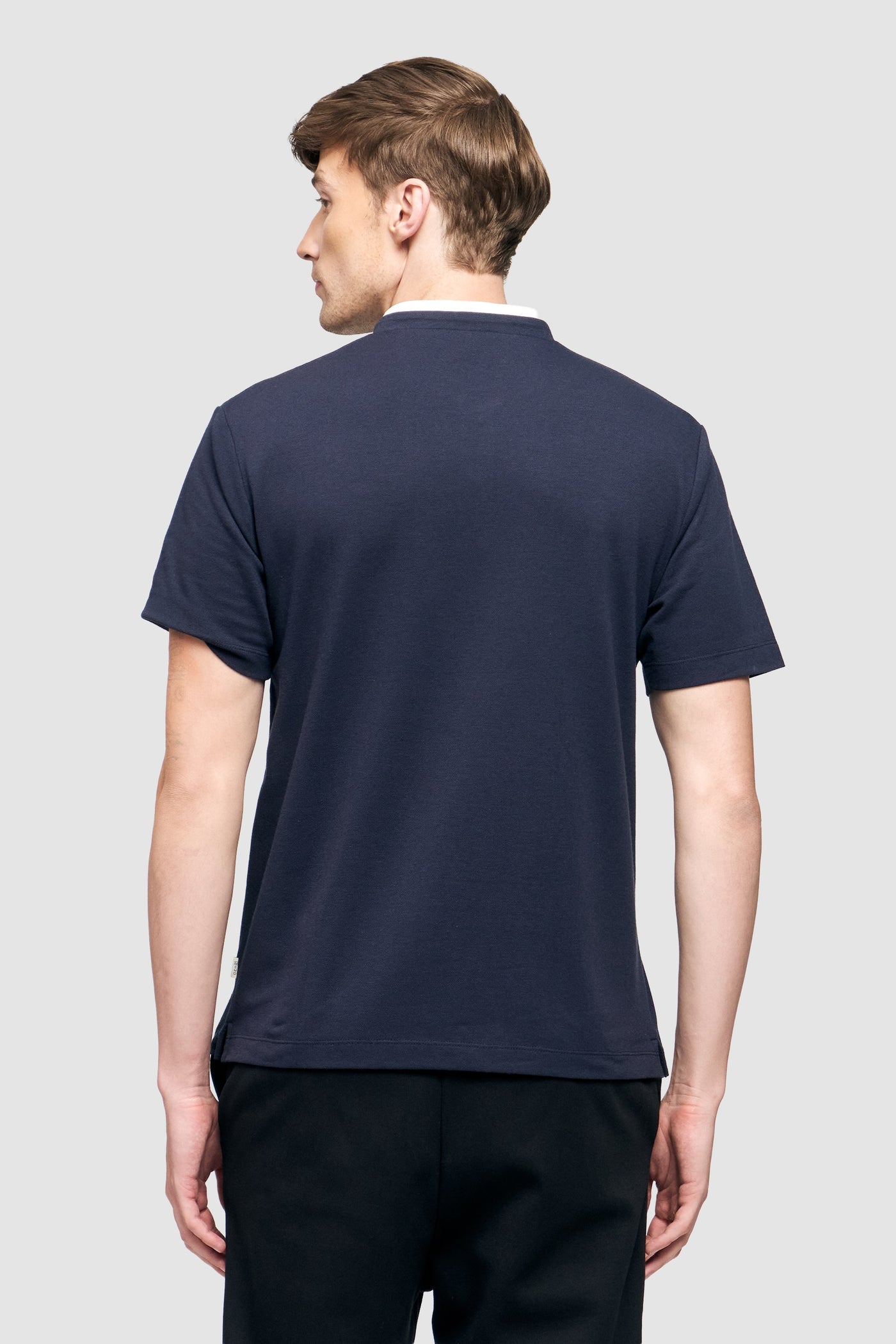 Band Collar Polo Shirt