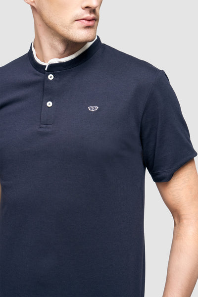 Band Collar Polo Shirt