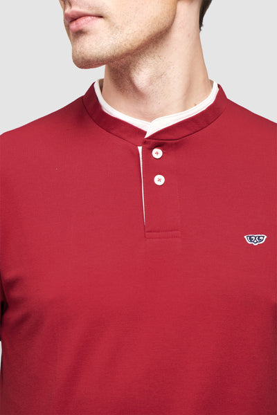 Band Collar Polo Shirt
