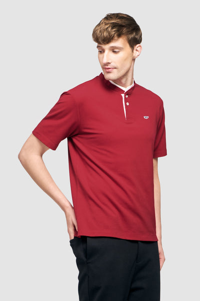 Band Collar Polo Shirt