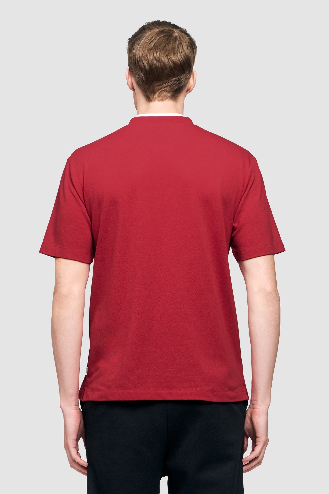 Band Collar Polo Shirt