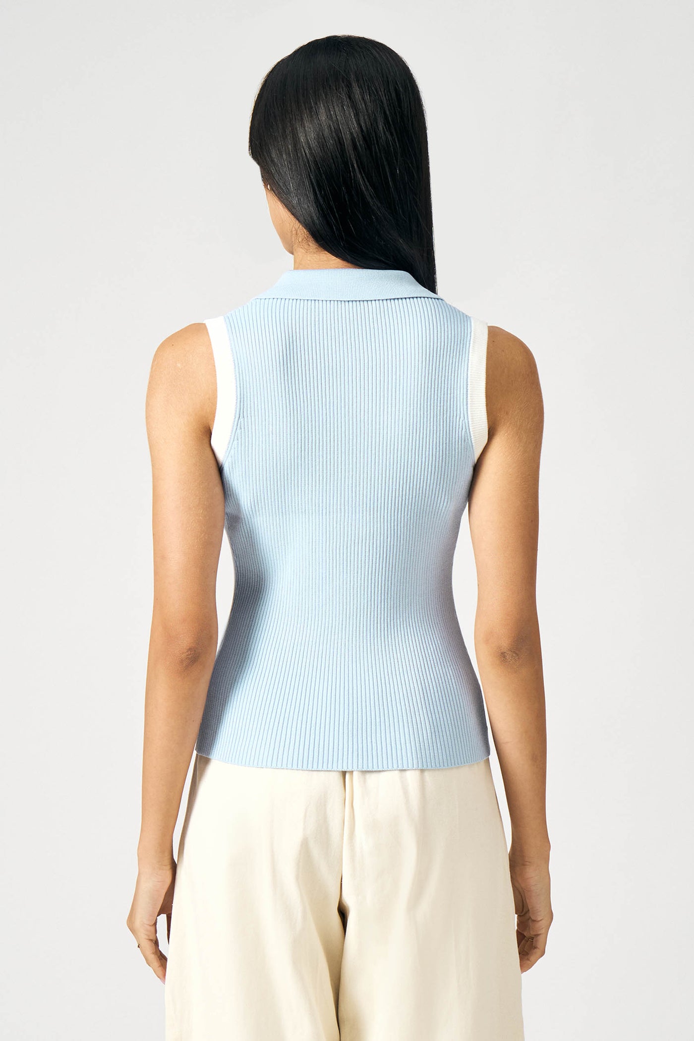 Zip-Up Placket Sleeveless Polo