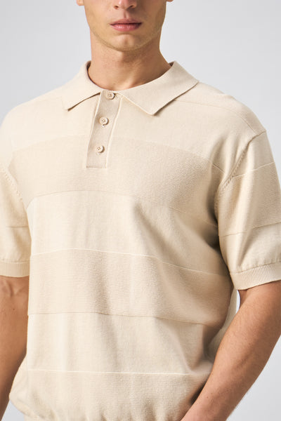 Flat Knit Wide Stripe Polo