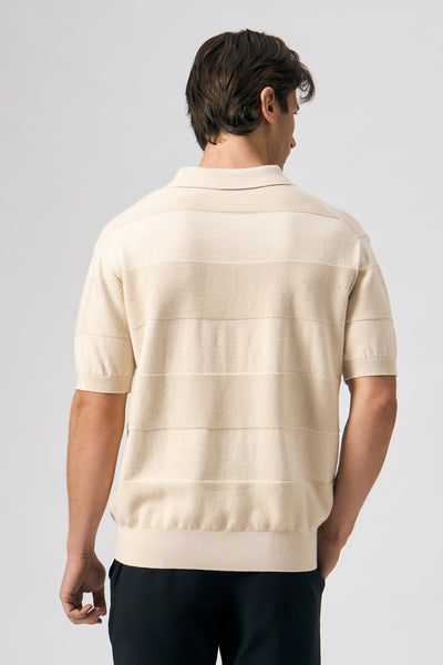 Flat Knit Wide Stripe Polo