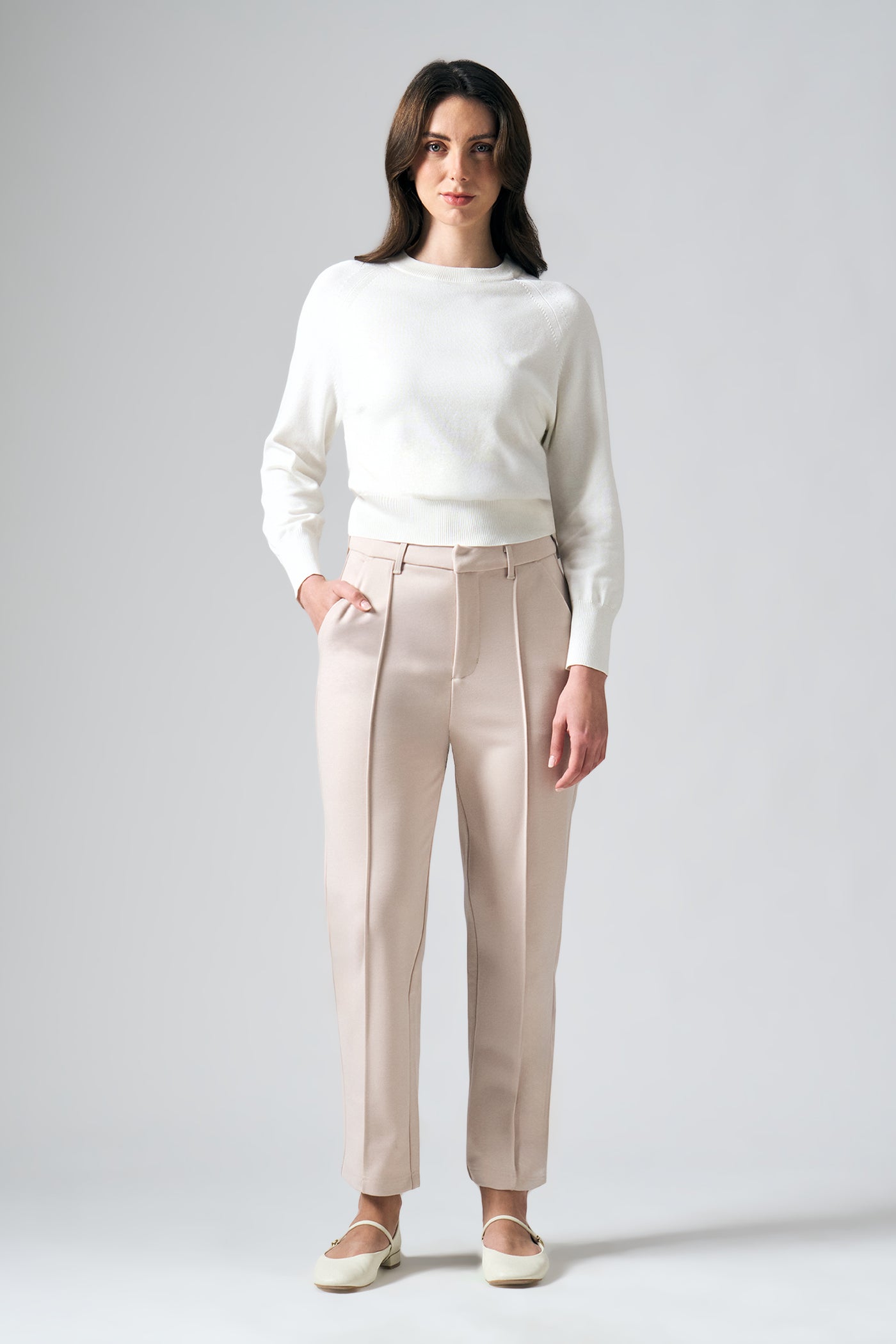 Tapered Trousers with Pintucks