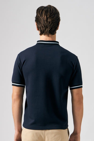 Pique Polo with Jacquard Collar