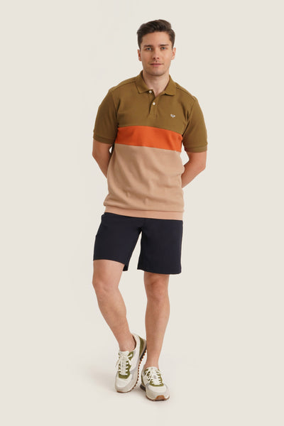 Color Blocked Waffle Polo
