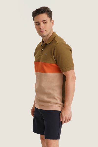 Color Blocked Waffle Polo